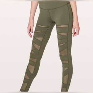 Lululemon Tech Mesh Wunder Under High-Rise Leggings. Olive Green. Size 6.